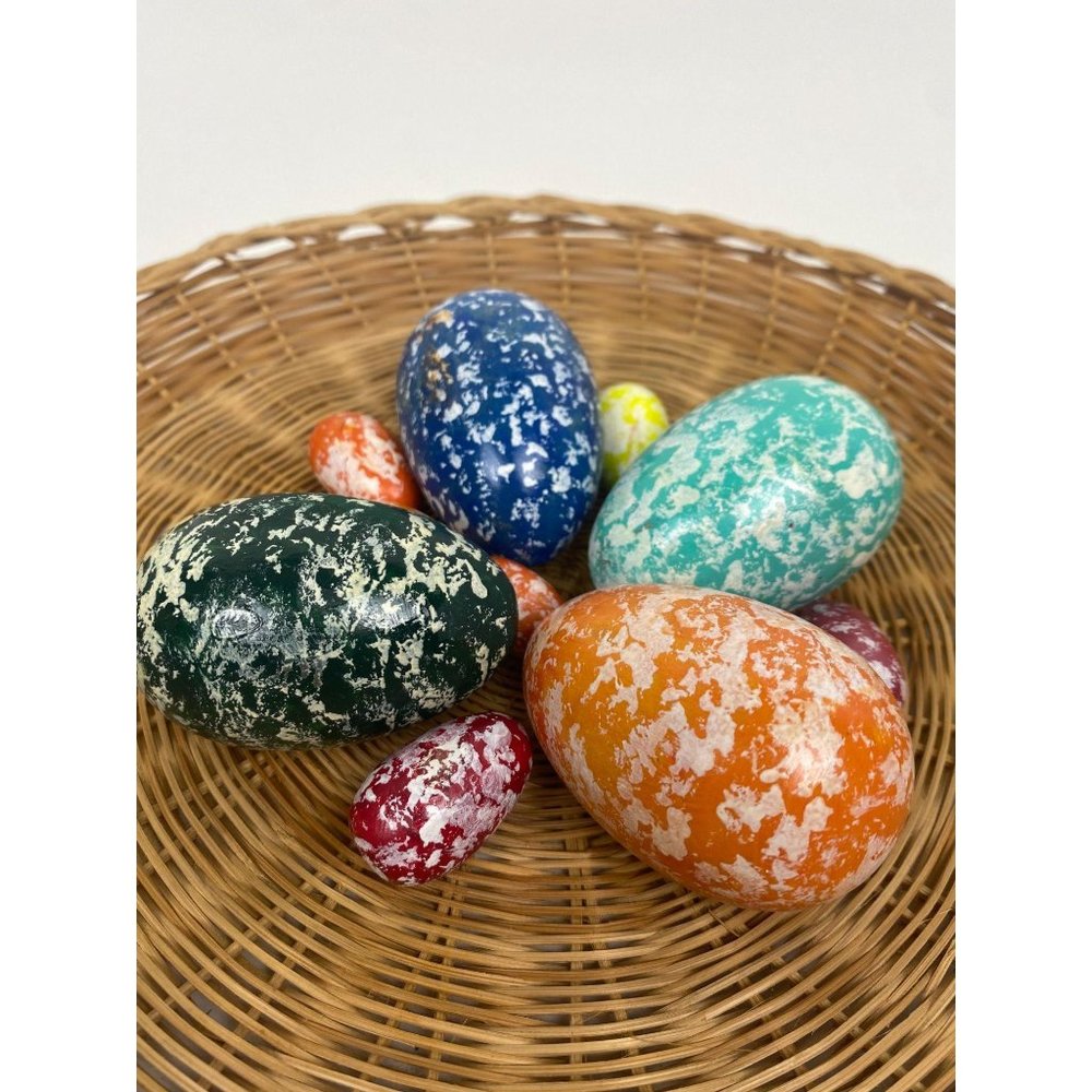 Boho Speckled wooden eggs set of 10